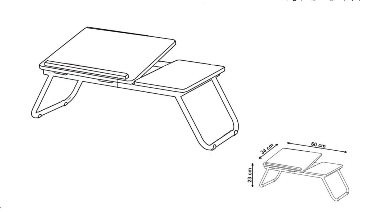 Masa pentru laptop din MDF si metal Ben-19 Nuc inchis, L60xl34xH23 cm (1)