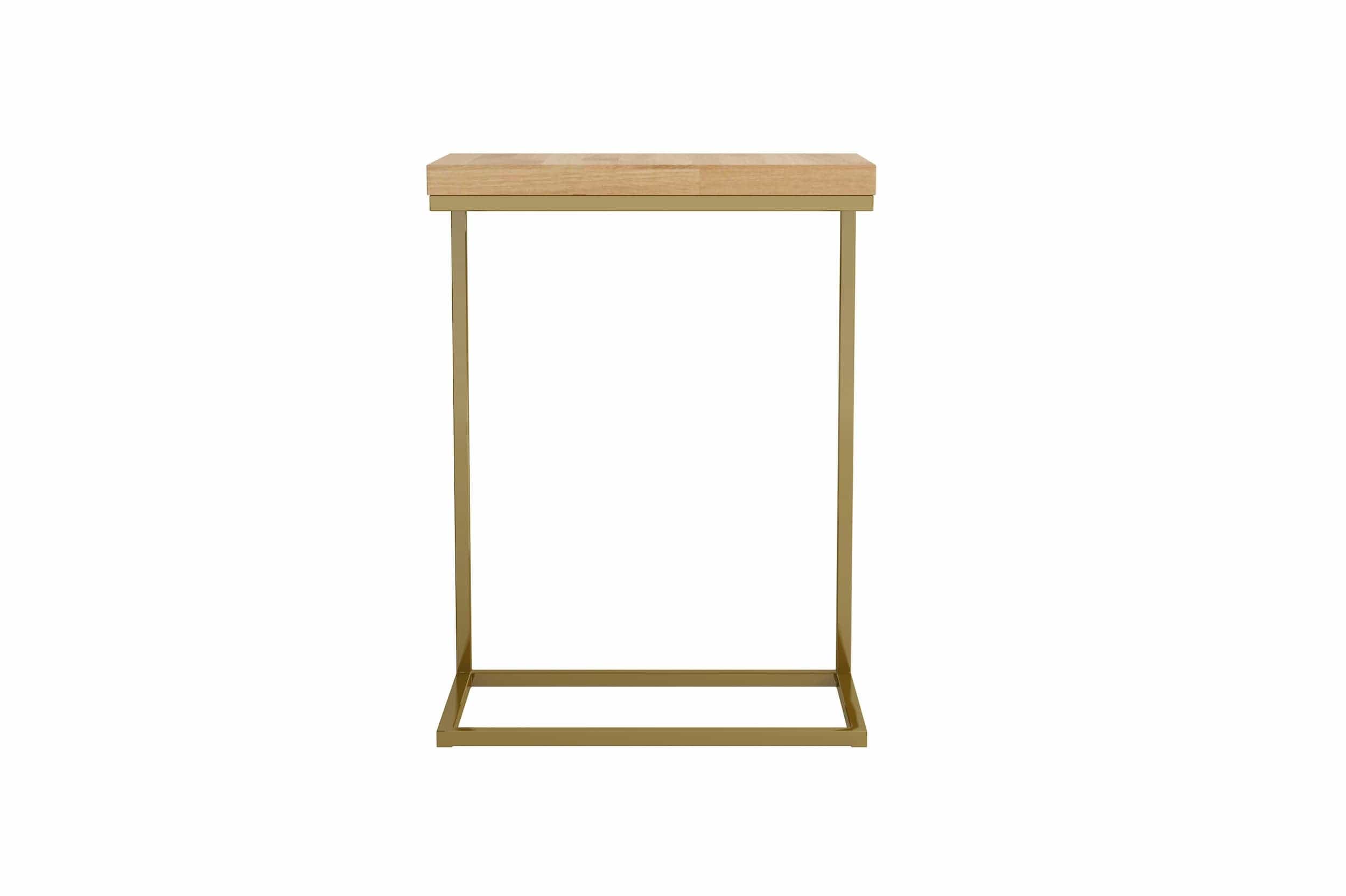 Wersal Masuta suport telefon din lemn de stejar si metal, Norisa Natural / Auriu, L51xl31xH66 cm