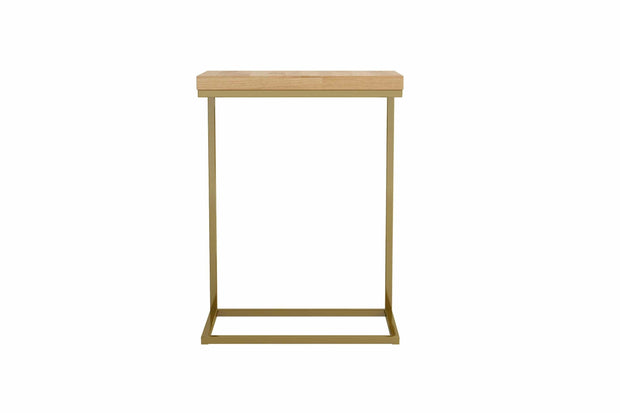 Wersal Masuta suport telefon din lemn de stejar si metal, Norisa Natural / Auriu, L51xl31xH66 cm