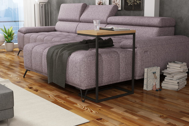 Wersal Masuta suport telefon din lemn de stejar si metal, Norisa Natural / Negru, L51xl31xH66 cm