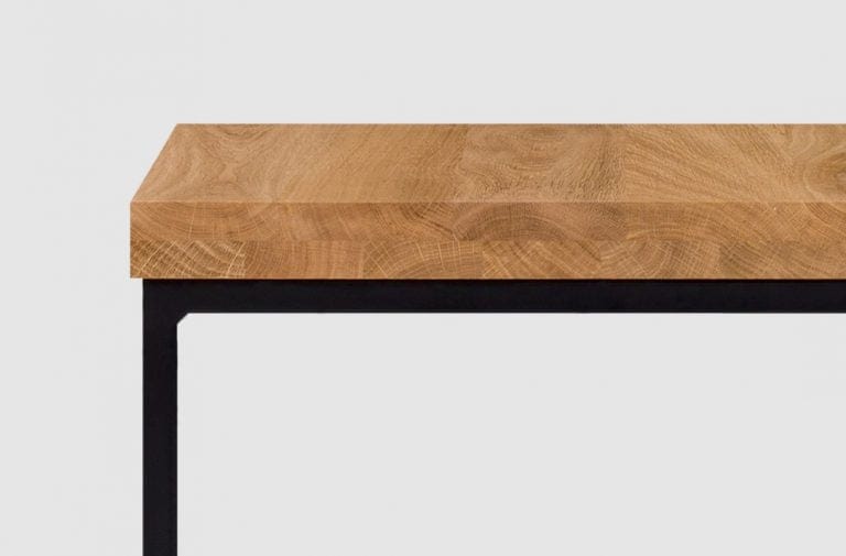 Wersal Masuta suport telefon din lemn de stejar si metal, Norisa Natural / Negru, L51xl31xH66 cm