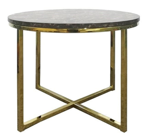 Masuta suport telefon din MDF si metal Alisma Maro / Auriu, Ø50xH42,7 cm