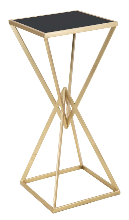 Mauro Ferretti Masuta suport telefon din metal si sticla Piramid Tall Auriu / Negru, L35xl35xH80 cm