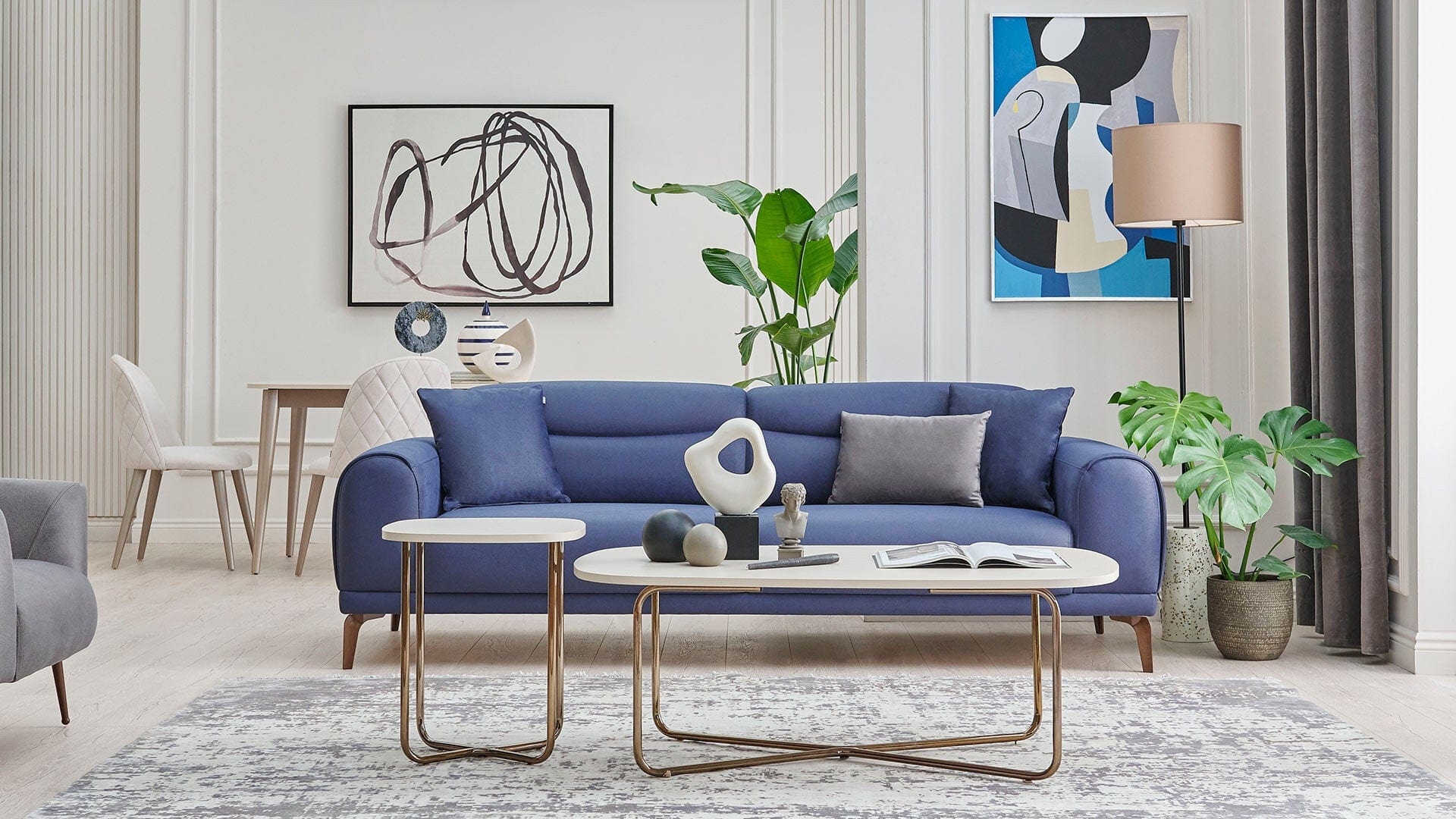 Dogtas Masuta suport telefon din pal si metal, Nicole Crem / Bronz, L45xl45xH51,5 cm