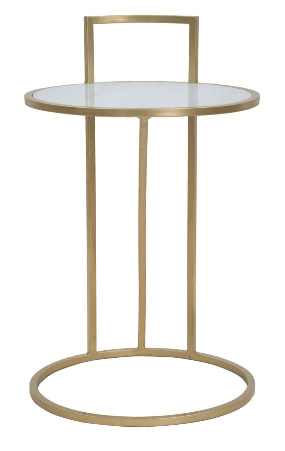 Mauro Ferretti Masuta suport telefon din sticla, MDF si metal Glam Sofy Multicolor / Auriu, Ø38xH61 cm