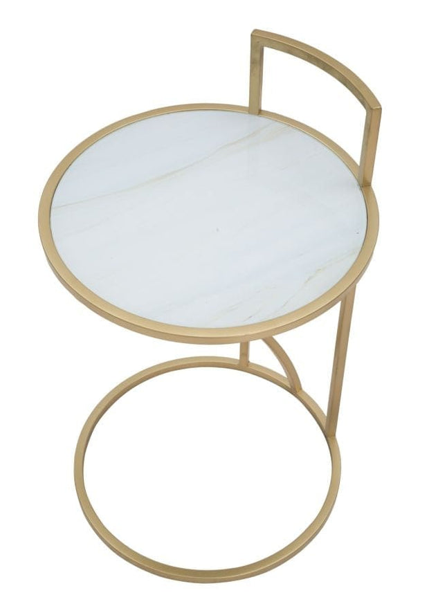 Masuta suport telefon din sticla, MDF si metal Glam Sofy Multicolor / Auriu, Ø38xH61 cm (4)