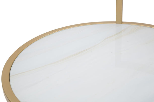 Mauro Ferretti Masuta suport telefon din sticla, MDF si metal Glam Sofy Multicolor / Auriu, Ø38xH61 cm