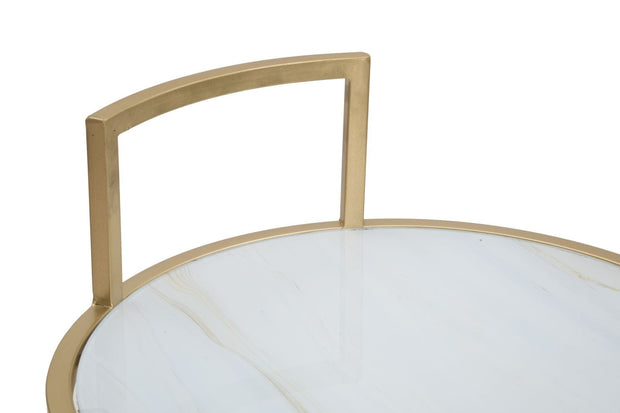Masuta suport telefon din sticla, MDF si metal Glam Sofy Multicolor / Auriu, Ø38xH61 cm (6)