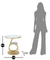 Mauro Ferretti Masuta suport telefon din sticla, MDF si metal Ring Double Marmura / Auriu, Ø55xH60 cm