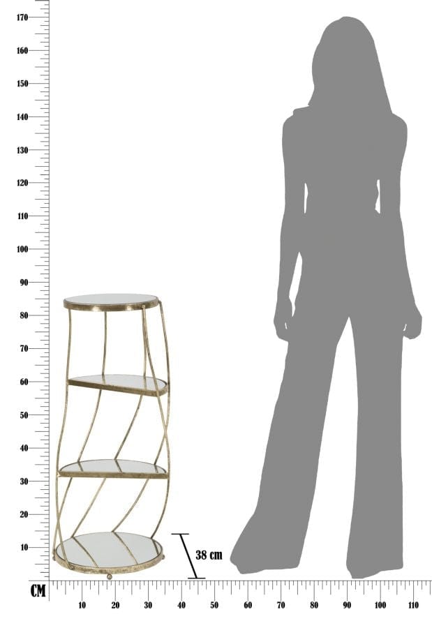 Mauro Ferretti Masuta suport telefon din sticla, MDF si metal Twisty Glam Auriu, Ø38xH86 cm