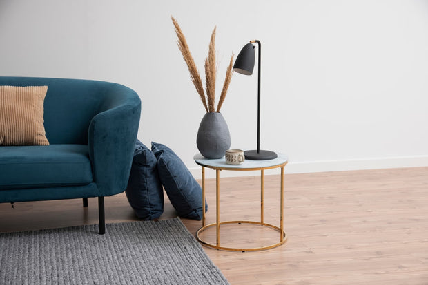 Masuta suport telefon din sticla si metal Bolton A1 Marmura / Auriu, Ø50xH44 cm (1)