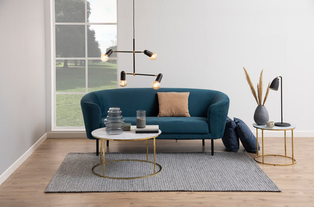 Masuta suport telefon din sticla si metal Bolton A1 Marmura / Auriu, Ø50xH44 cm (2)