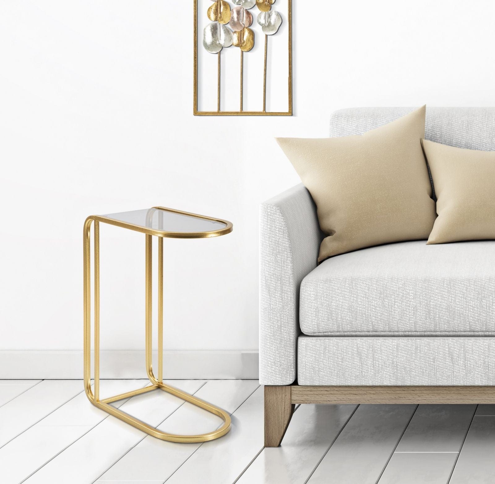 Mauro Ferretti Masuta suport telefon din sticla si metal, D Small Auriu, L45xl25xH60 cm