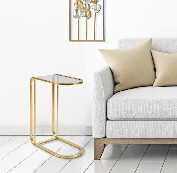 Mauro Ferretti Masuta suport telefon din sticla si metal, D Small Auriu, L45xl25xH60 cm