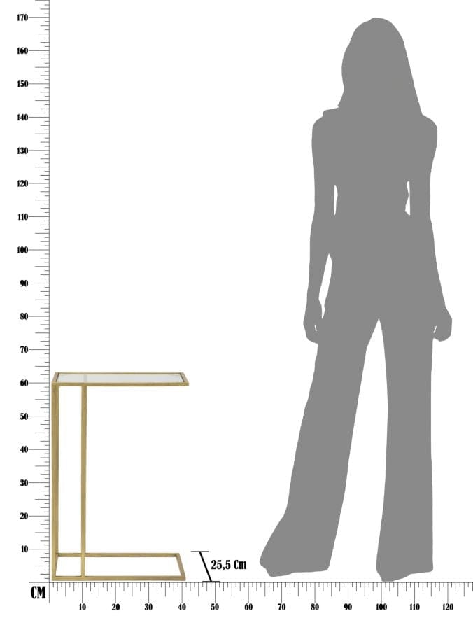 Mauro Ferretti Masuta suport telefon din sticla si metal Glam C Auriu, L40,5xl25,5xH60 cm