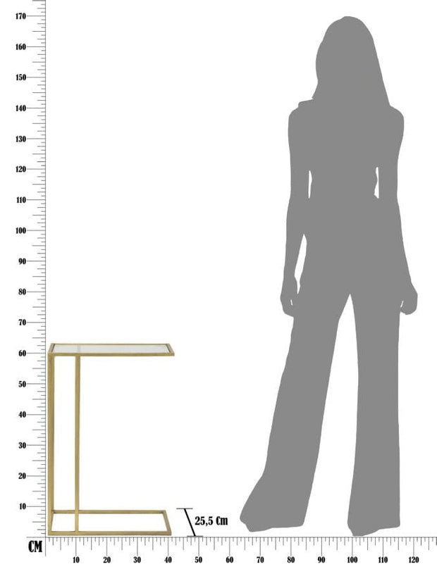 Mauro Ferretti Masuta suport telefon din sticla si metal Glam C Auriu, L40,5xl25,5xH60 cm