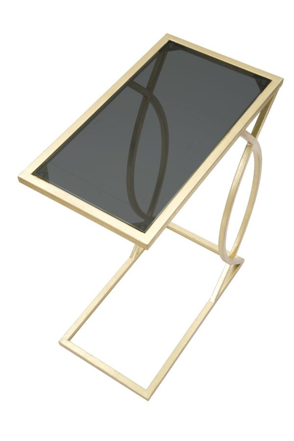 Masuta suport telefon din sticla si metal Divano Auriu, L45,5xl25,5xH60 cm (5)