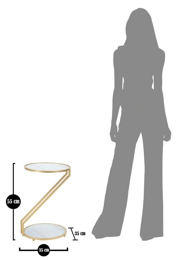 Masuta suport telefon din sticla si metal Glam Z Multicolor / Auriu, Ø35XH55 cm (5)