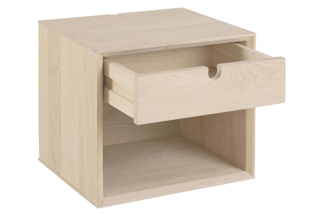 Noptiera din furnir, cu 1 sertar Century Stejar Deschis, l37xA32xH33 cm (3)