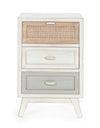Noptiera din lemn de brad, cu 3 sertare Clotilde Alb Antichizat, l40xA30xH65 cm (1)