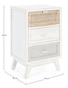 Noptiera din lemn de brad, cu 3 sertare Clotilde Alb Antichizat, l40xA30xH65 cm (2)