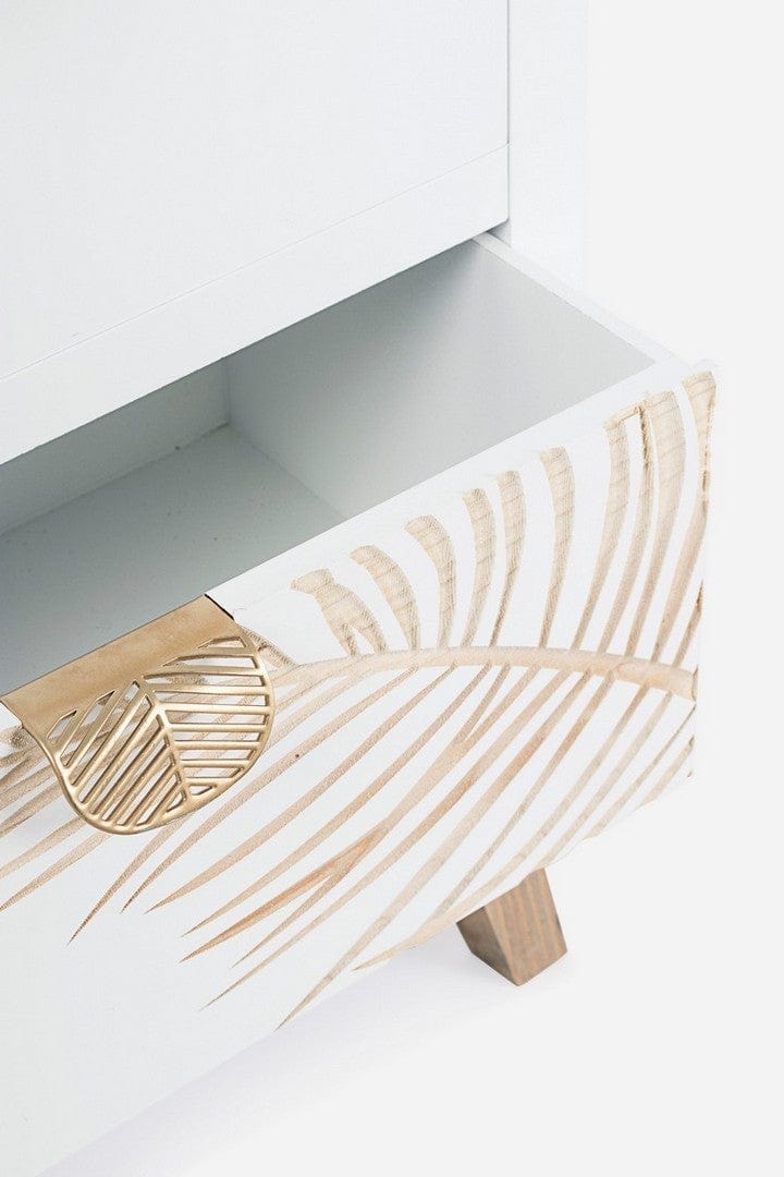 Noptiera din lemn de brad si MDF, cu 2 sertare Folium Alb / Natural, l45xA30xH60 cm (1)