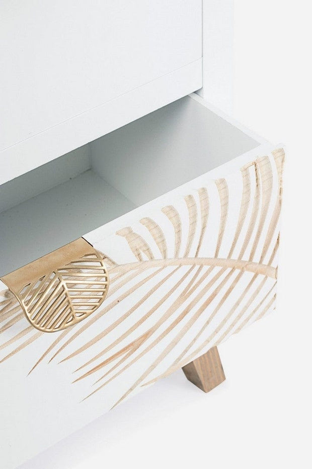 Noptiera din lemn de brad si MDF, cu 2 sertare Folium Alb / Natural, l45xA30xH60 cm (1)