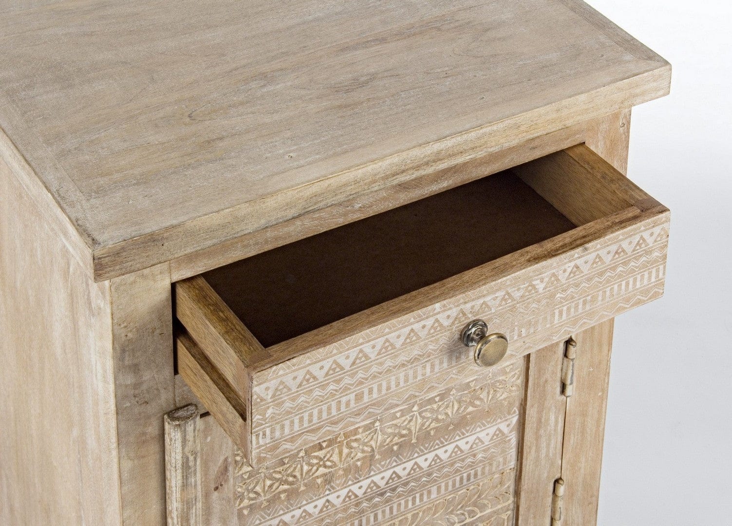 Noptiera din lemn de mango, cu 1 sertar si 1 usa, Mayra Natural, l44xA35xH60 cm (5)