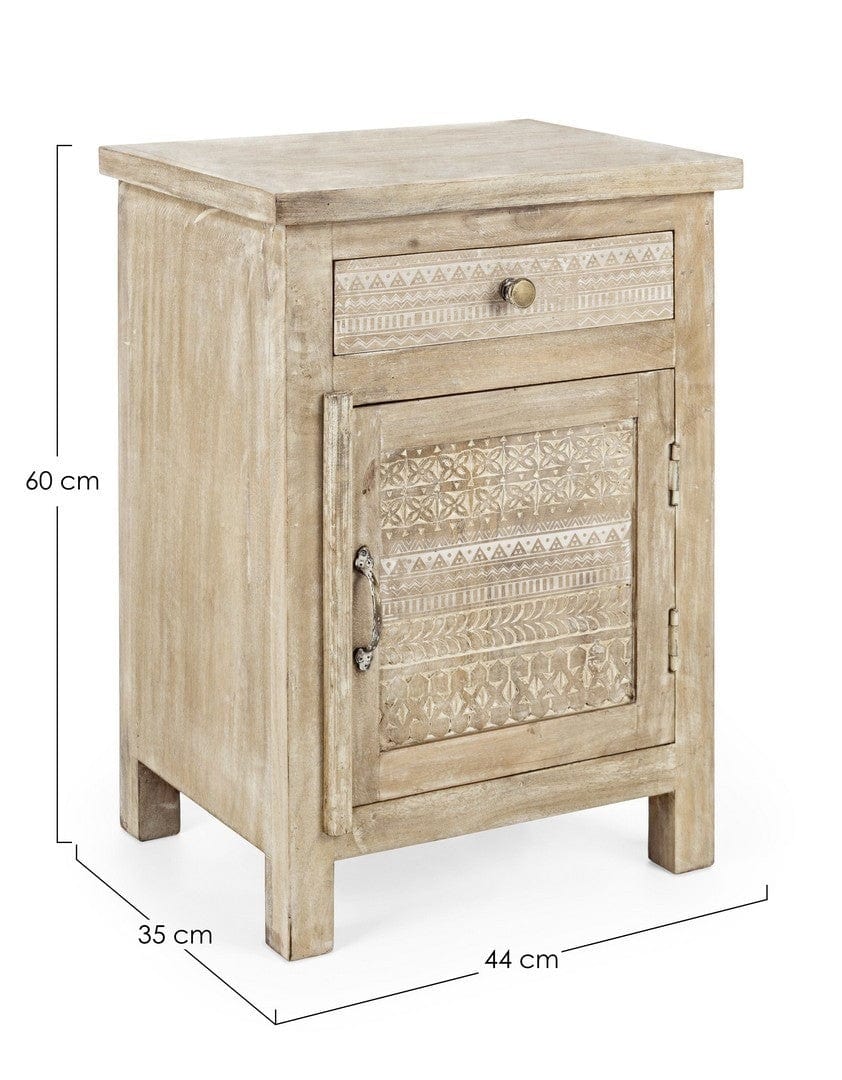 Noptiera din lemn de mango, cu 1 sertar si 1 usa, Mayra Natural, l44xA35xH60 cm (6)