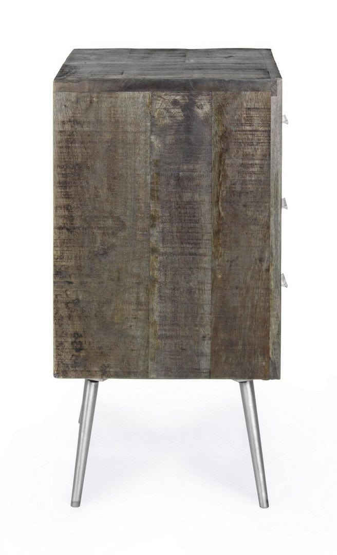 Noptiera din lemn de mango si metal, cu 3 sertare, Norwood Natural, l45xA33xH60 cm (3)