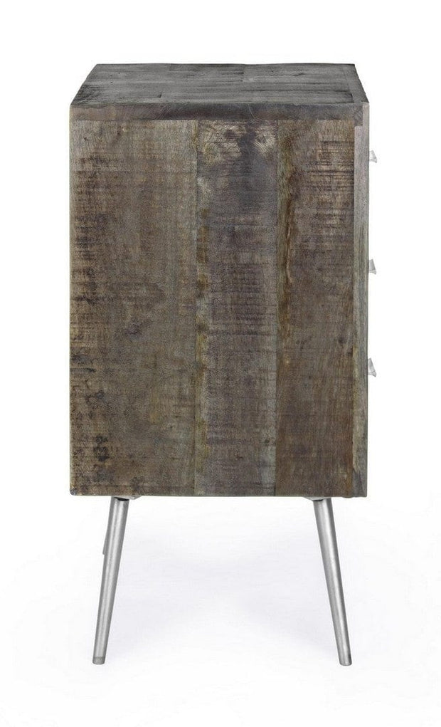 Noptiera din lemn de mango si metal, cu 3 sertare, Norwood Natural, l45xA33xH60 cm (3)