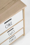 Noptiera din lemn de Paulownia si MDF, cu 3 sertare Numbers Alb / Natural, l40xA29xH58 cm (1)