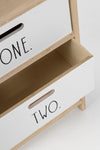 Noptiera din lemn de Paulownia si MDF, cu 3 sertare Numbers Alb / Natural, l40xA29xH58 cm (2)