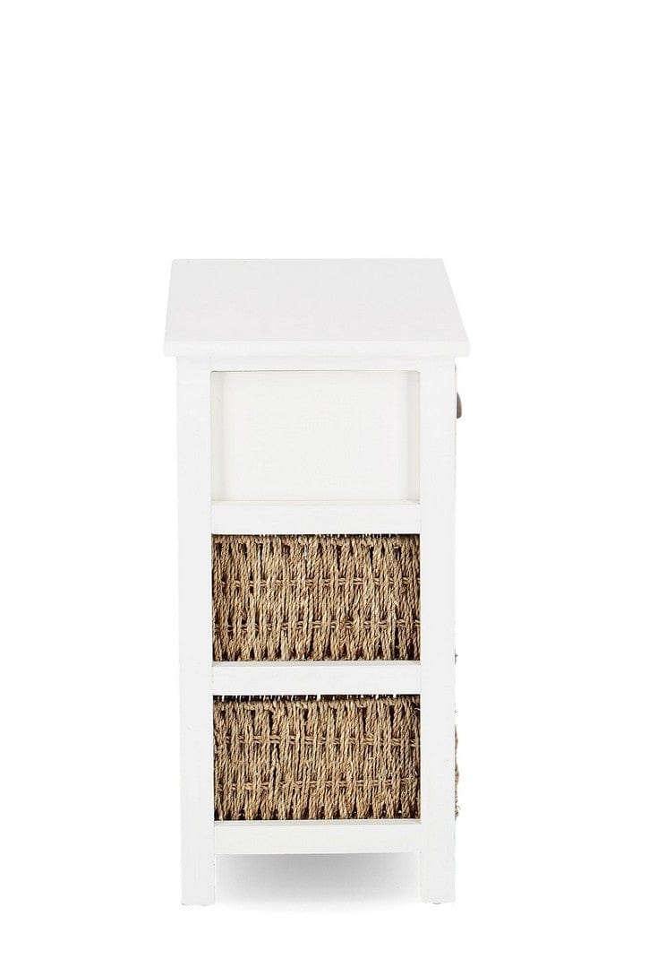 Noptiera din lemn de Paulownia si MDF, cu 3 sertare Sierra Alb / Natural, l40xA29xH58 cm (2)