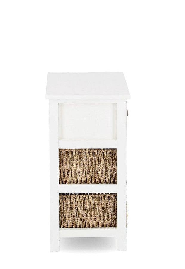 Noptiera din lemn de Paulownia si MDF, cu 3 sertare Sierra Alb / Natural, l40xA29xH58 cm (2)