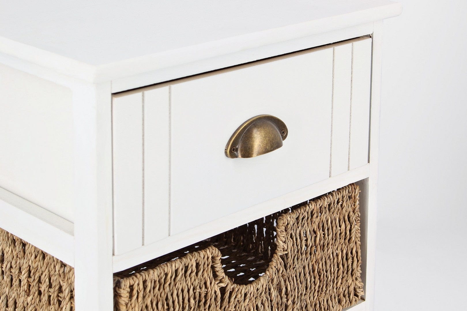 Noptiera din lemn de Paulownia si MDF, cu 3 sertare Sierra Alb / Natural, l40xA29xH58 cm (4)