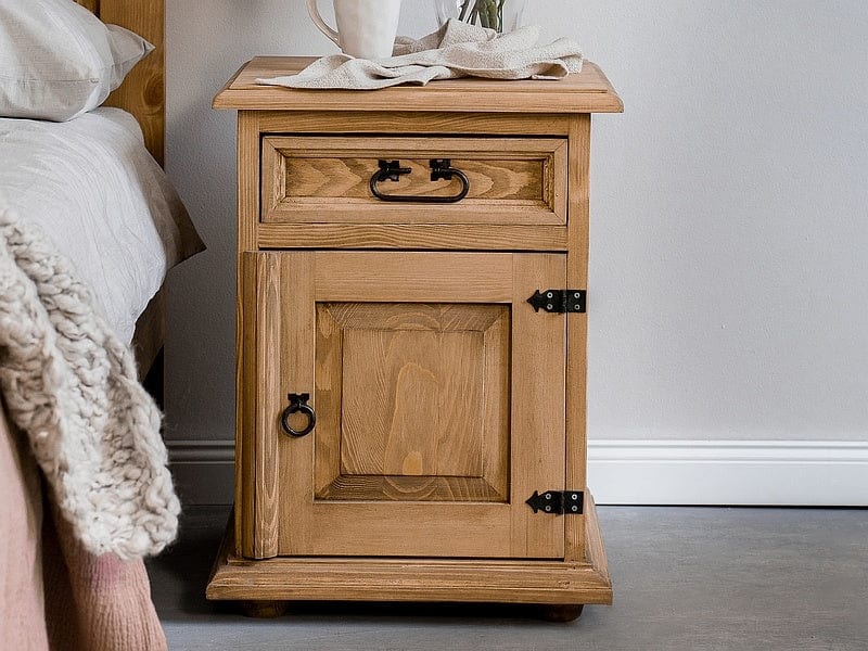 Noptiera din lemn de pin, cu 1 sertar si 1 usa, Portos Right Natural, l45xA43xH60 cm (1)