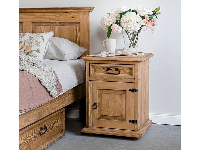 Noptiera din lemn de pin, cu 1 sertar si 1 usa, Portos Right Natural, l45xA43xH60 cm (2)