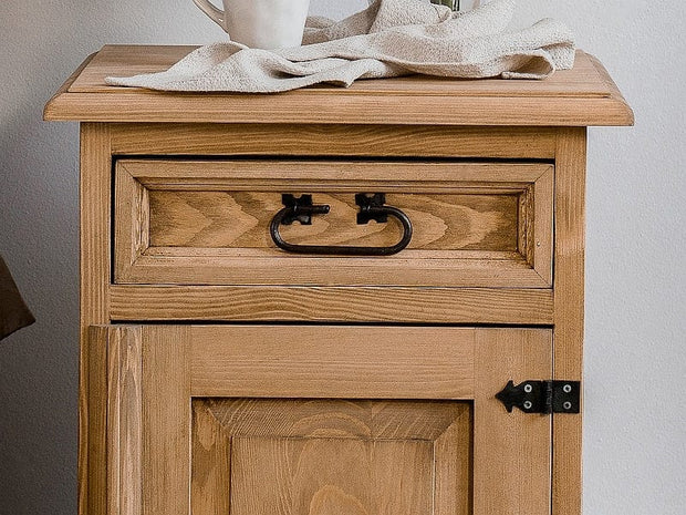 Noptiera din lemn de pin, cu 1 sertar si 1 usa, Portos Right Natural, l45xA43xH60 cm (3)