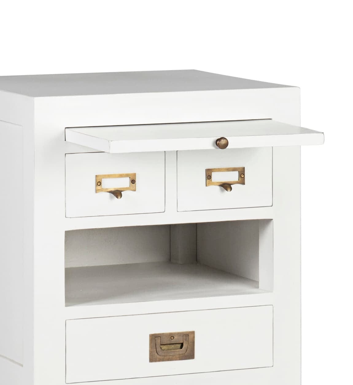 Noptiera din lemn si furnir, cu 3 sertare, Everest Large Alb, l45xA40xH60 cm (3)