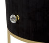 Noptiera din lemn si metal tapitata cu stofa, 1 sertar, Montpellier Negru / Auriu, Ø42xH48 cm (6)