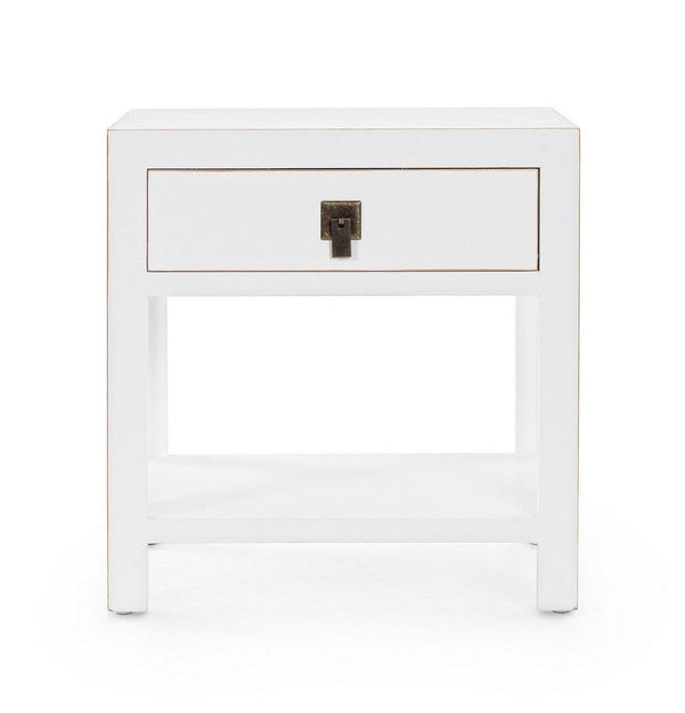 Bizzotto Noptiera din MDF, cu 1 sertar, Pechino Alb, l46,5xA34xH50,5 cm