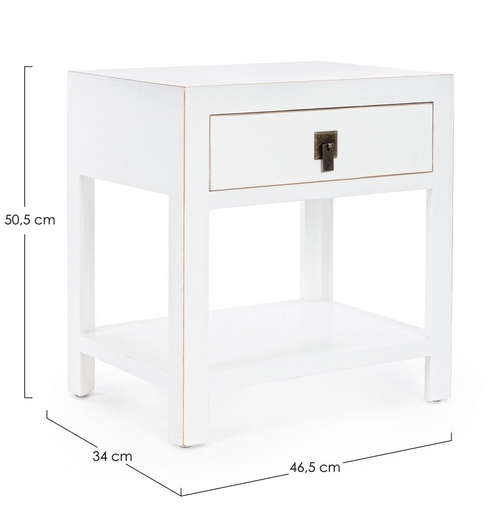 Noptiera din MDF, cu 1 sertar, Pechino Alb, l46,5xA34xH50,5 cm (2)