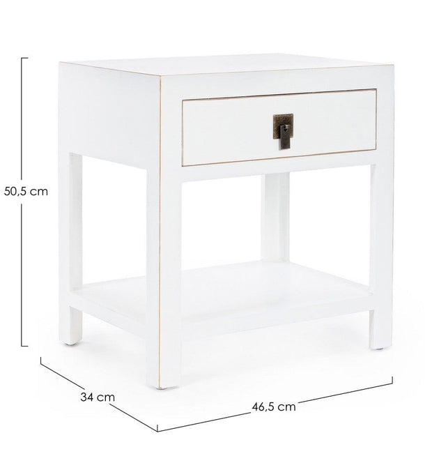 Noptiera din MDF, cu 1 sertar, Pechino Alb, l46,5xA34xH50,5 cm (2)