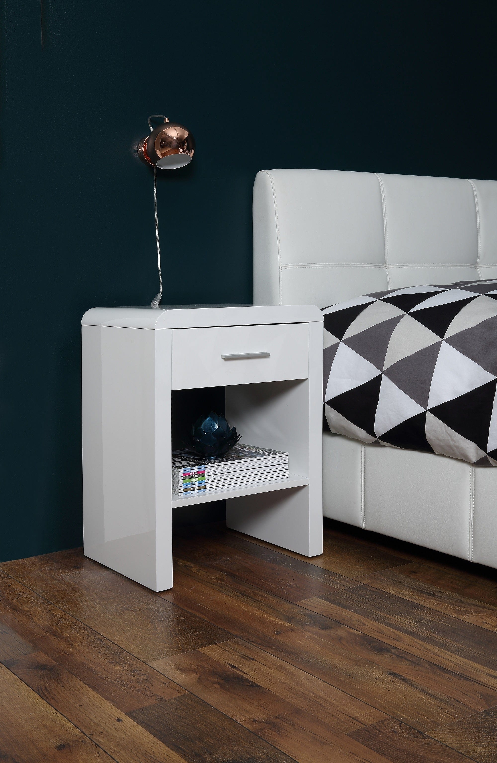 Noptiera din MDF, cu 1 sertar Supernova Alb, l45xA35xH59 cm (1)