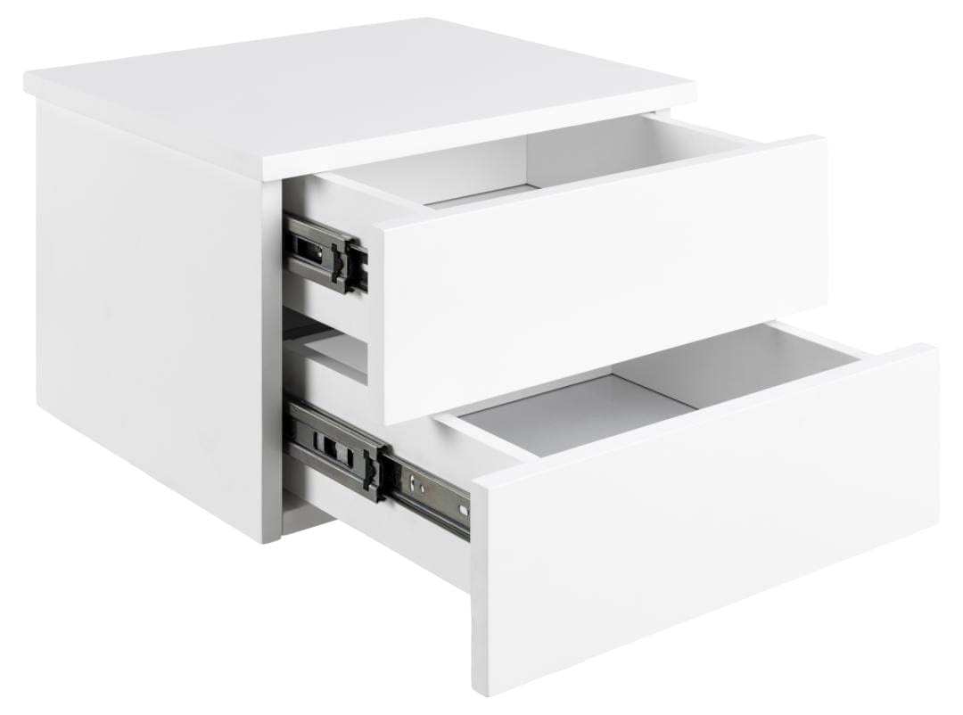 Noptiera din MDF, cu 2 sertare, Avignon Alb, l37xA32xH24,6 cm (2)