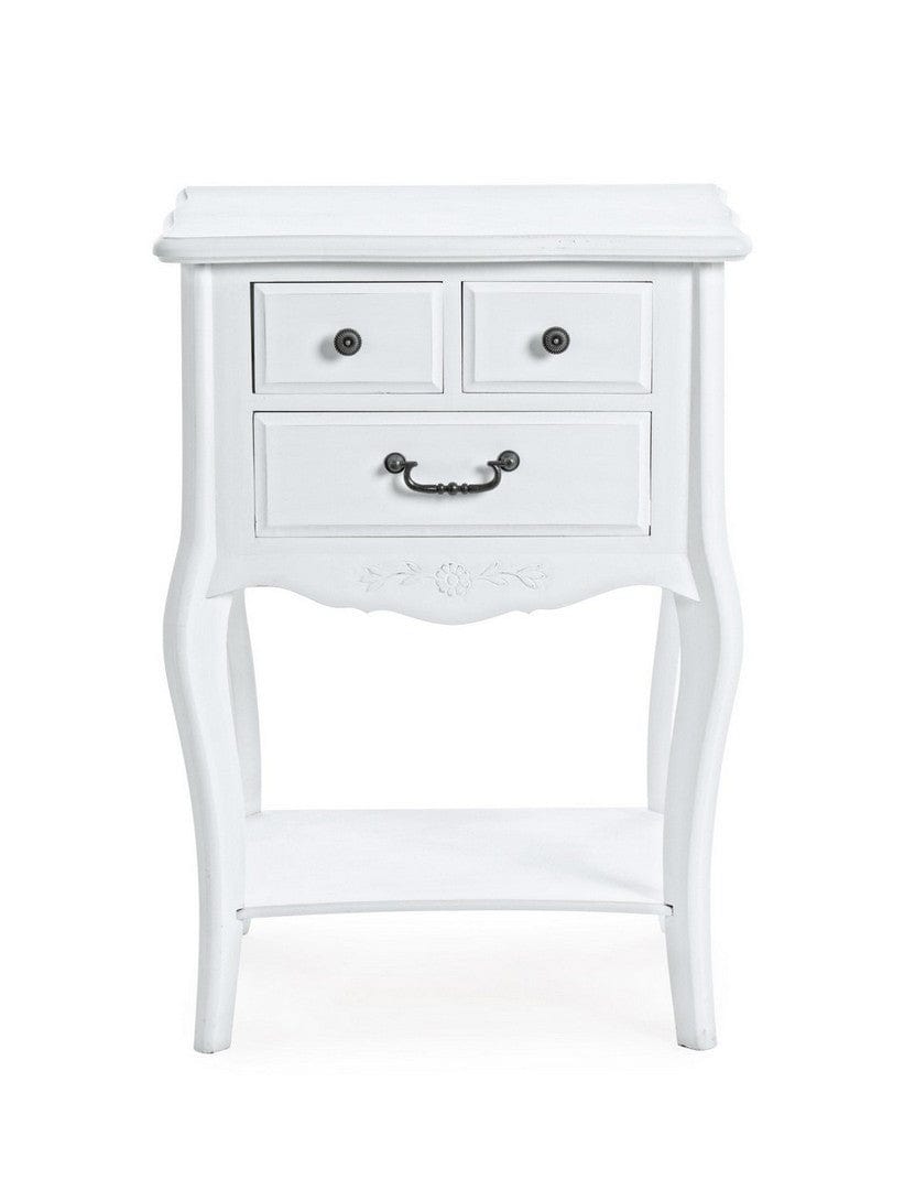 Bizzotto Noptiera din MDF, cu 3 sertare, Daisy Alb, l50xA35xH72 cm