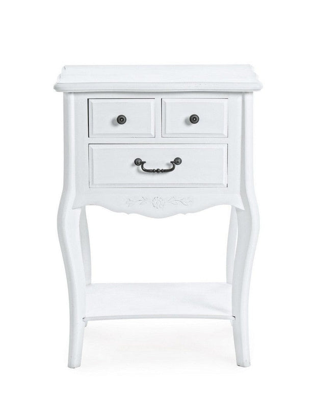Bizzotto Noptiera din MDF, cu 3 sertare, Daisy Alb, l50xA35xH72 cm
