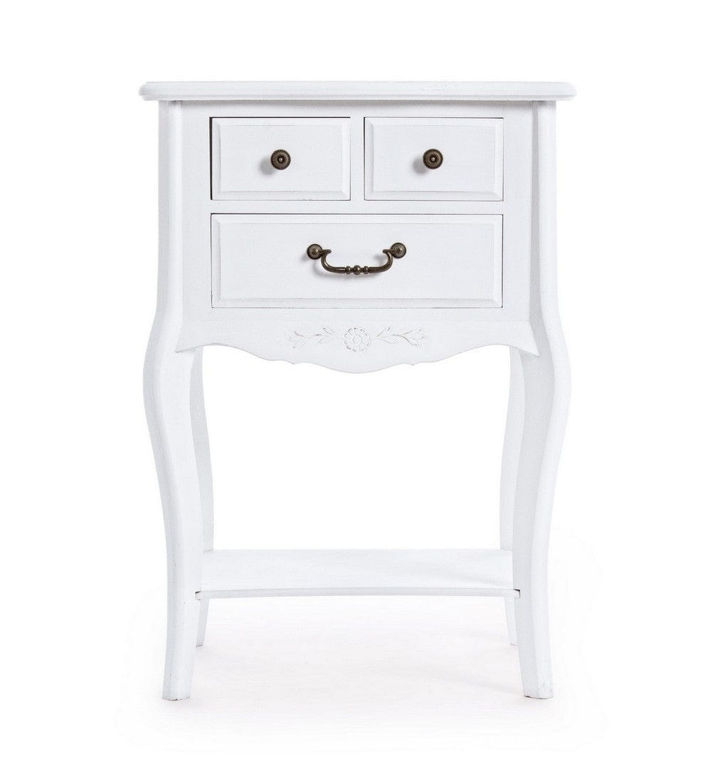 Bizzotto Noptiera din MDF, cu 3 sertare, Daisy Alb, l50xA35xH72 cm
