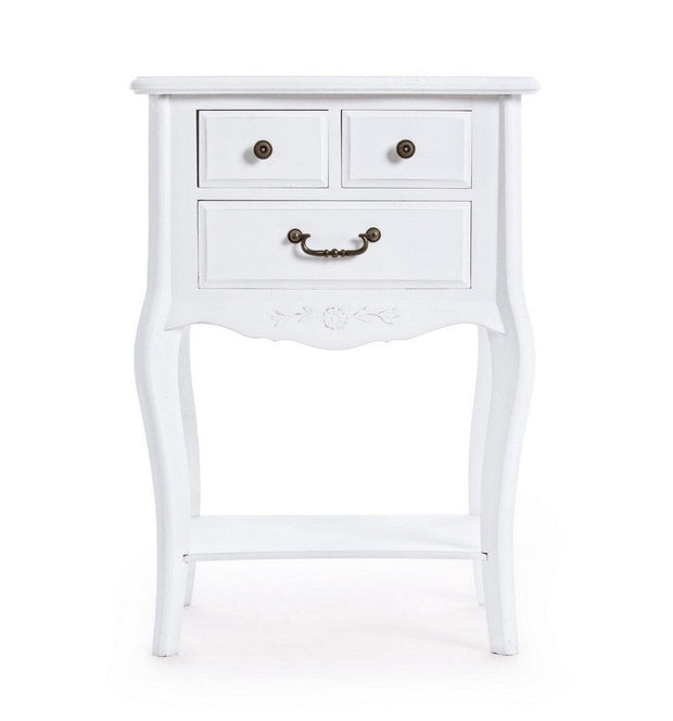 Bizzotto Noptiera din MDF, cu 3 sertare, Daisy Alb, l50xA35xH72 cm